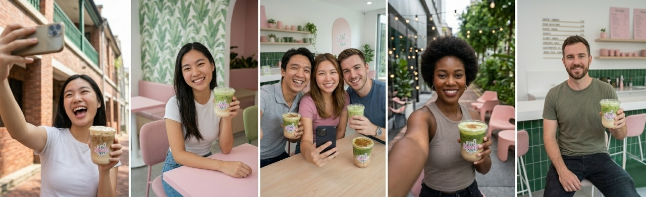 Community selfie at The Matcha Spot